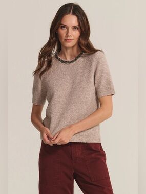Velvet Briana Jewel Crewneck Short Sleeve Sweater
